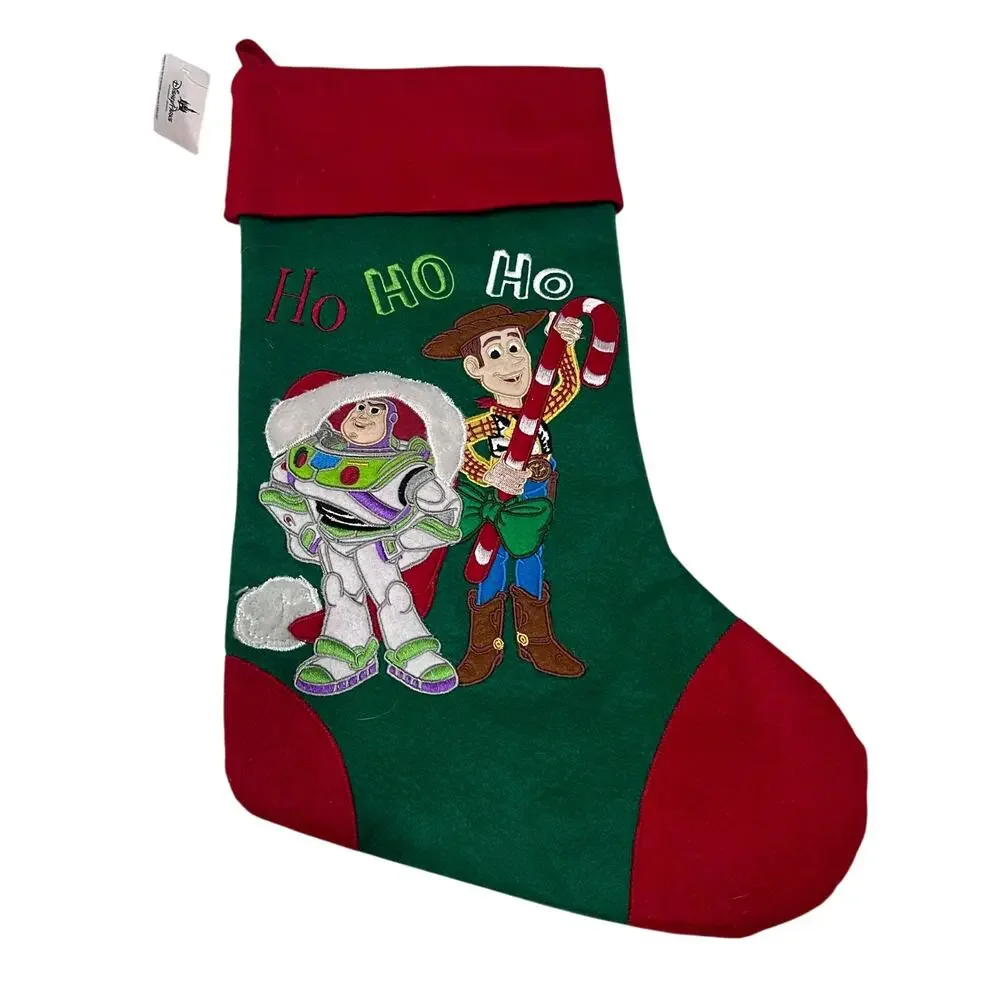 Disney Parks Toy Story Christmas Stocking Buzz Lightyear Woody Felt Applique NWT